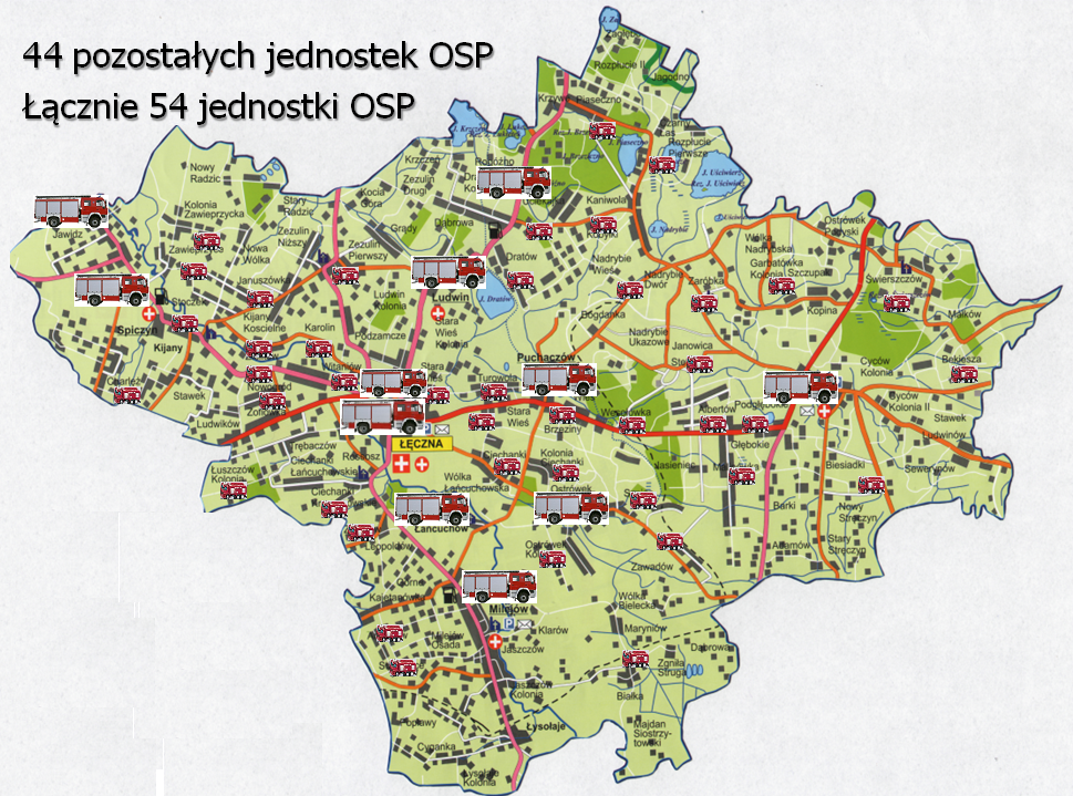 Mapa powiatu łęczyńskiego